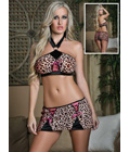 Passionate Panther Bra and Skirt Set Brown