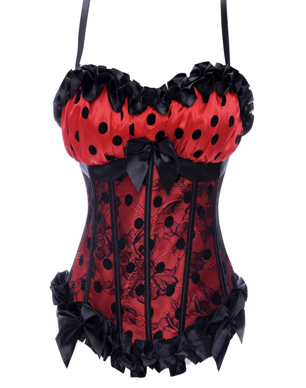Embroidered Lace Dot Corset Red Wholesale Lingeriesexy Lingeriechina Lingerie Supplier 3489