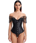 Satin Corset with Puff Sleeves Black