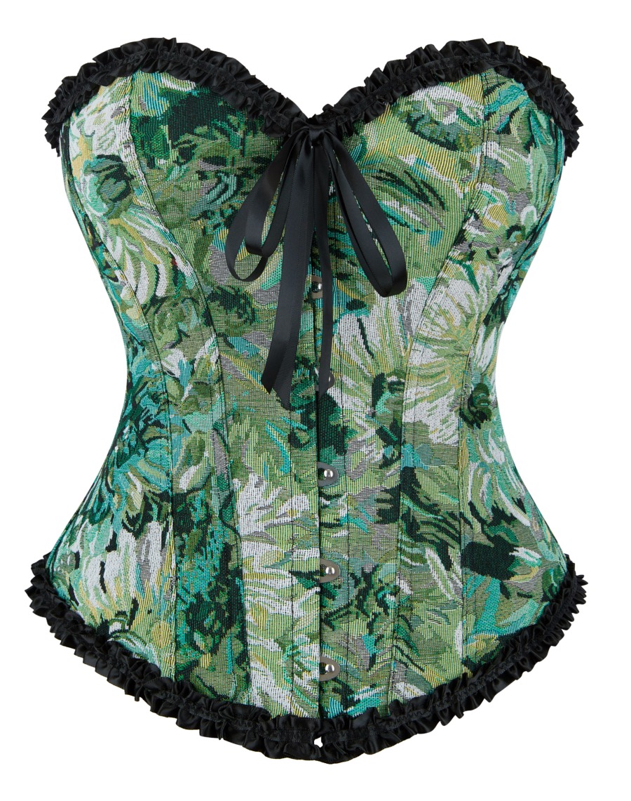 Forest Green Print Corset