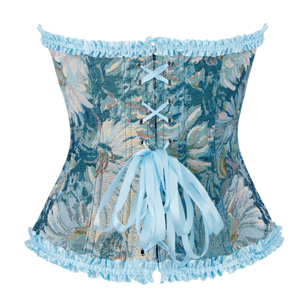 Blue Floral Print Corset Top