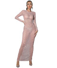 Full Length Rhinestone Evening Dress Pink