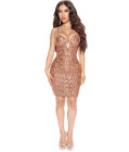 Floral Sequins Bodycon Dress Gold