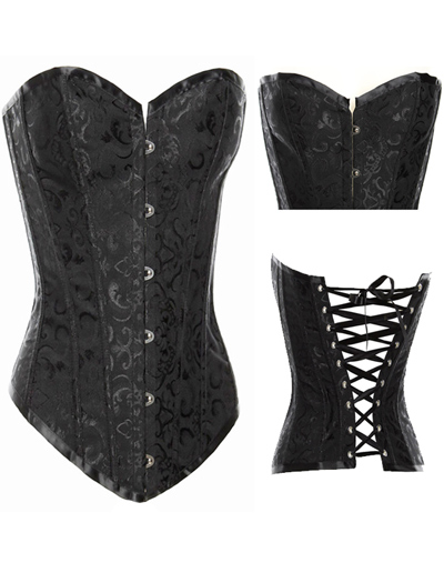 Black Floral Tapestry Corset Wholesale Lingeriesexy Lingeriechina Lingerie Supplier 1690