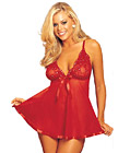 Embroidery Lace Cup Babydoll Red