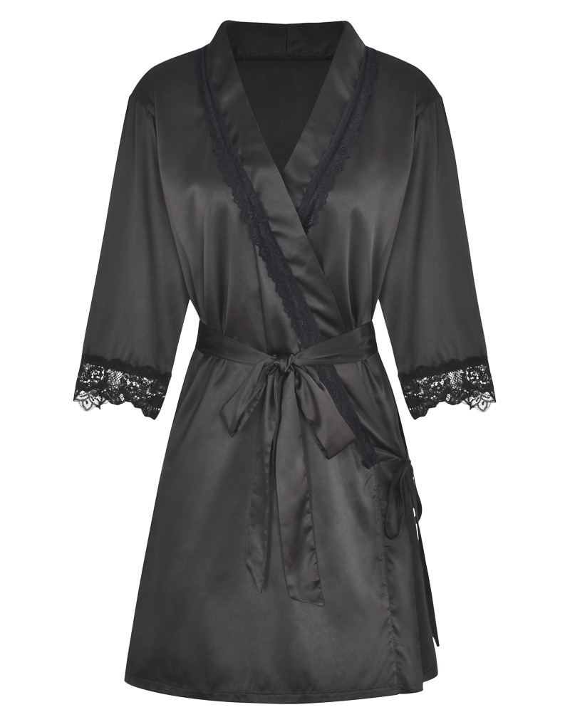 Classic Satin Robe Black - Wholesale Lingerie,Sexy Lingerie,China ...